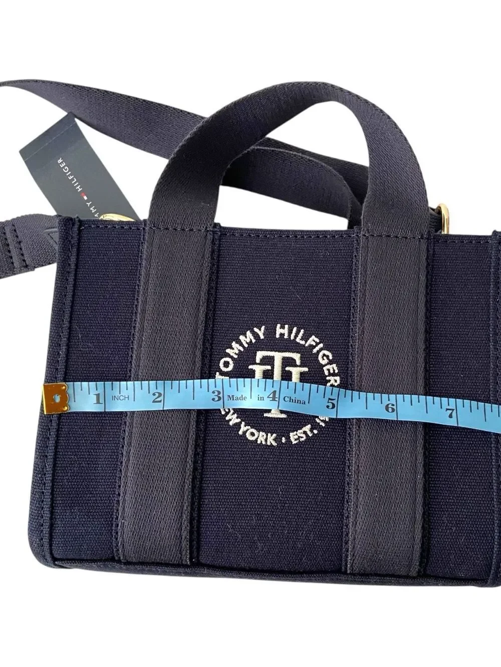 NWT Tommy Hilfiger Navy Blue Crossbody Mini Tote with Logo